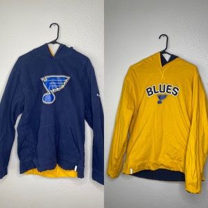 St Louis Blues Hoodie - Reebok - Reversible Blue & Yellow - Mens Large.